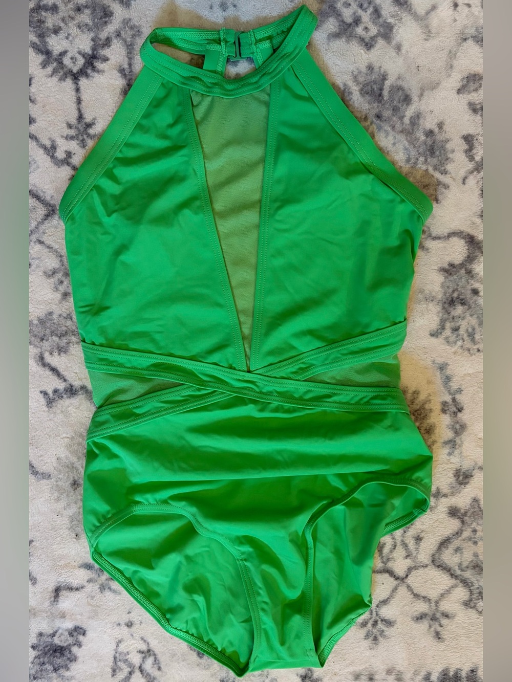 Balera Mesh Plunge Halter Leotard Clover Green Medium Adult 8/10